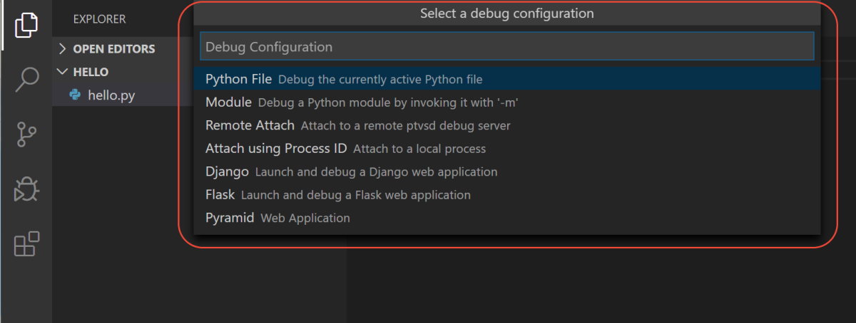 Debug configurations